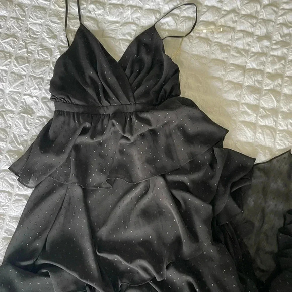 Fame and partners black metallic tiered maxi dress - Picture 1 of 7